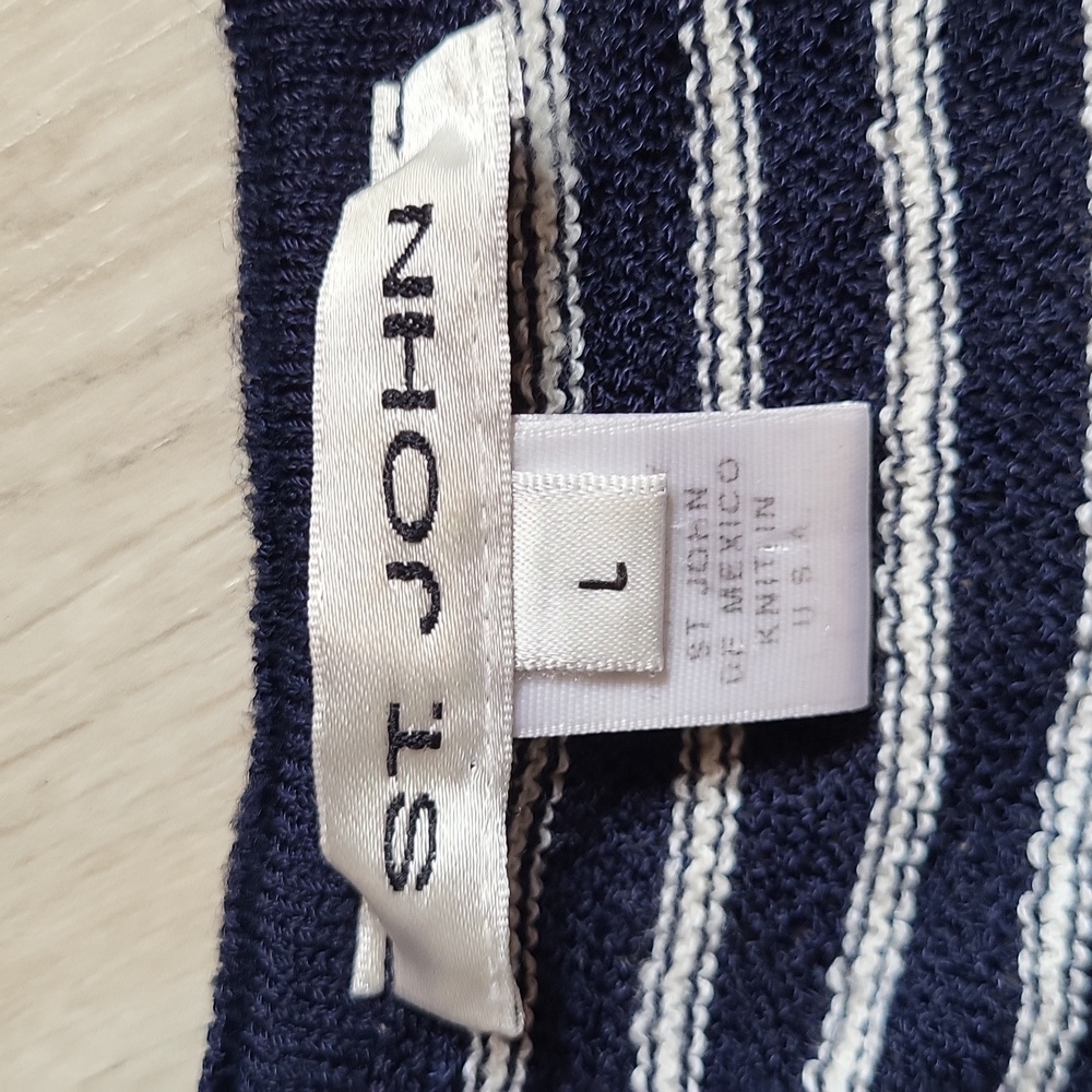 St john striped navy knit top large - Picture 4 of 6
